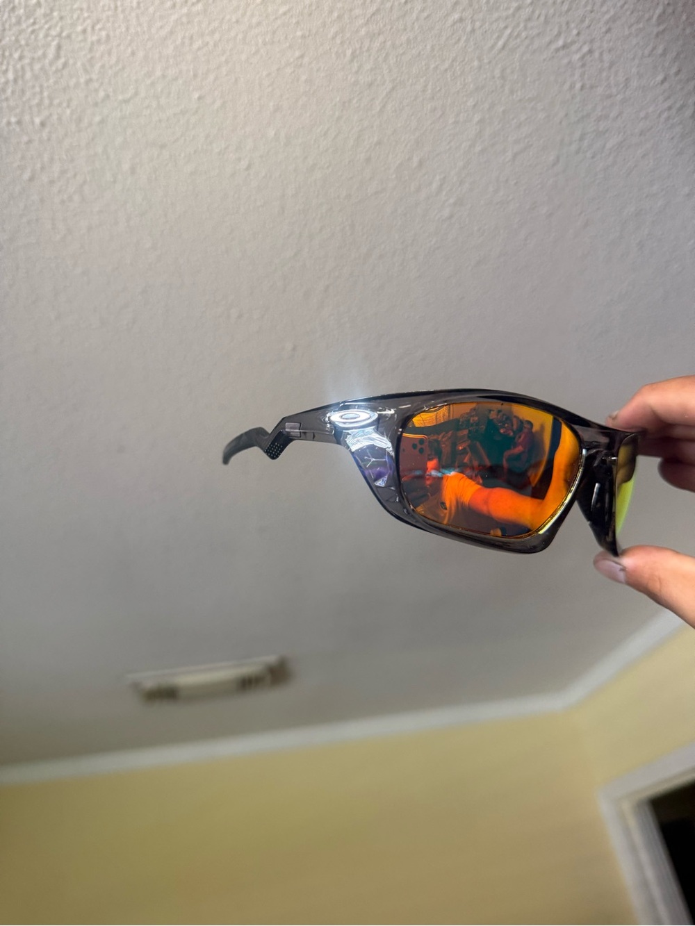 Sport Wrap Sunglasses with Amber Mirrored Lensesoakley